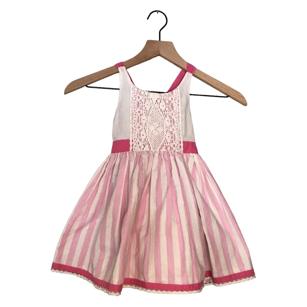 Well Dressed Wolf Pink Surprise Monoco Stripe Sundress 2T